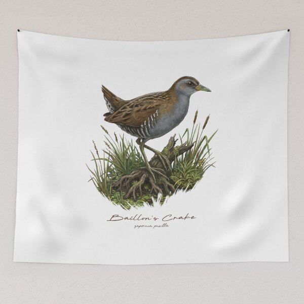 Item preview, Baillon's Crake on Mossy Branch Bird Illustration designed and sold by Takeda-art.