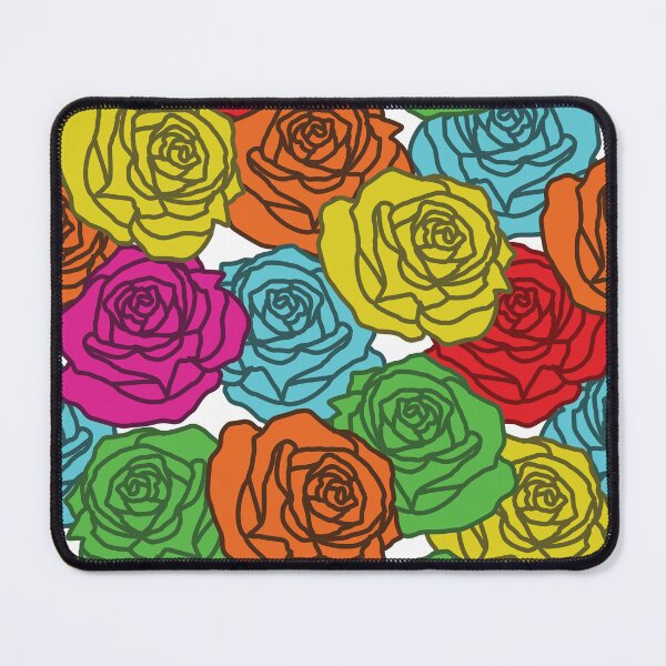 Item preview, Colorful outline rose flowers seamless pattern on white background designed and sold by PowerAntShop.