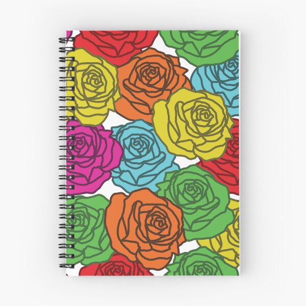 Item preview, Colorful outline rose flowers seamless pattern on white background designed and sold by PowerAntShop.
