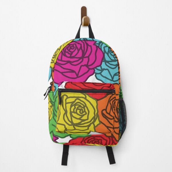 Item preview, Colorful outline rose flowers seamless pattern on white background designed and sold by PowerAntShop.