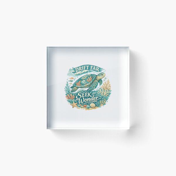 Item preview, Drift Far Seek Wonder Sea Turtle Coral Reef Ocean Adventure Design designed and sold by inkoutninja.