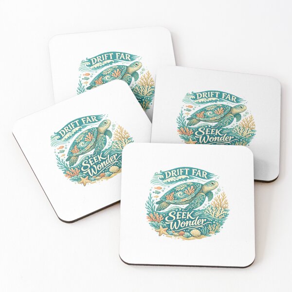 Item preview, Drift Far Seek Wonder Sea Turtle Coral Reef Ocean Adventure Design designed and sold by inkoutninja.