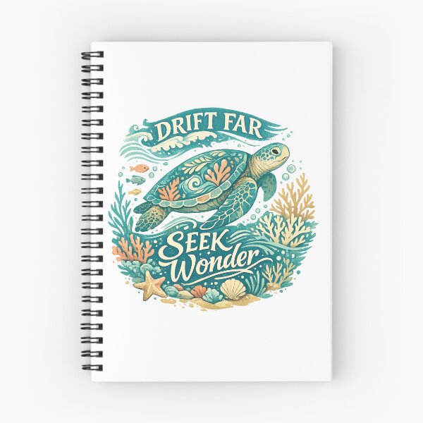 Item preview, Drift Far Seek Wonder Sea Turtle Coral Reef Ocean Adventure Design designed and sold by inkoutninja.