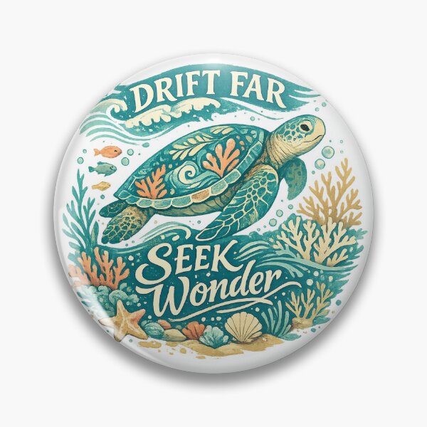 Item preview, Drift Far Seek Wonder Sea Turtle Coral Reef Ocean Adventure Design designed and sold by inkoutninja.