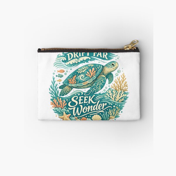 Item preview, Drift Far Seek Wonder Sea Turtle Coral Reef Ocean Adventure Design designed and sold by inkoutninja.