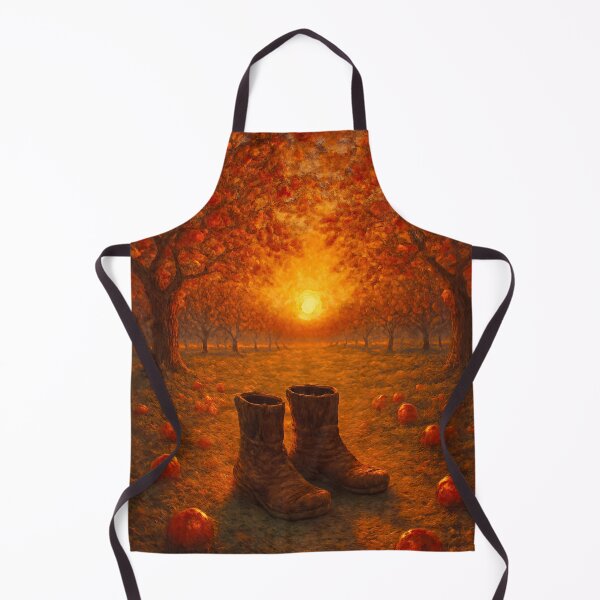 Item preview, Rustic Autumn Orchard Sunset Worn Boots Pumpkin Harvest Art designed and sold by FestivityFinds.