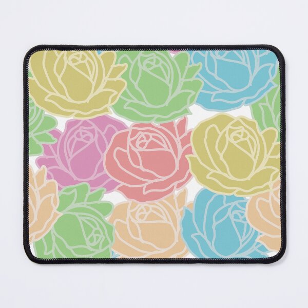 Item preview, White outline roses over pastel floral seamless pattern designed and sold by PowerAntShop.