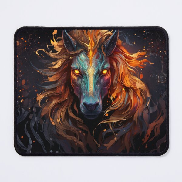 Item preview, Glowing Horse Portrait with Fiery Orange Mane designed and sold by radhakidesign.