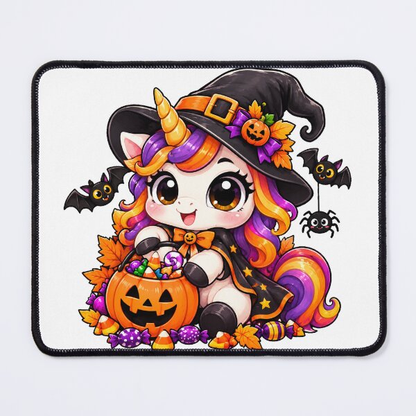 Item preview, Cute Halloween Unicorn Witch Hat Pumpkin Fall Autumn Leaves designed and sold by QuiteOrbit.