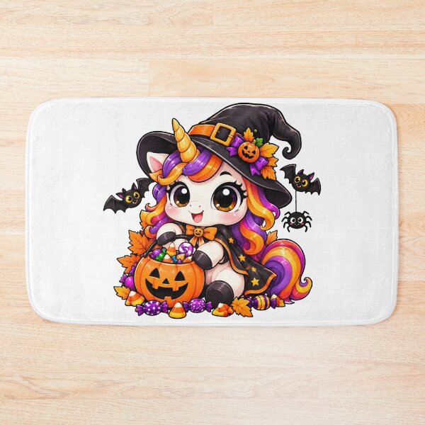 Item preview, Cute Halloween Unicorn Witch Hat Pumpkin Fall Autumn Leaves designed and sold by QuiteOrbit.