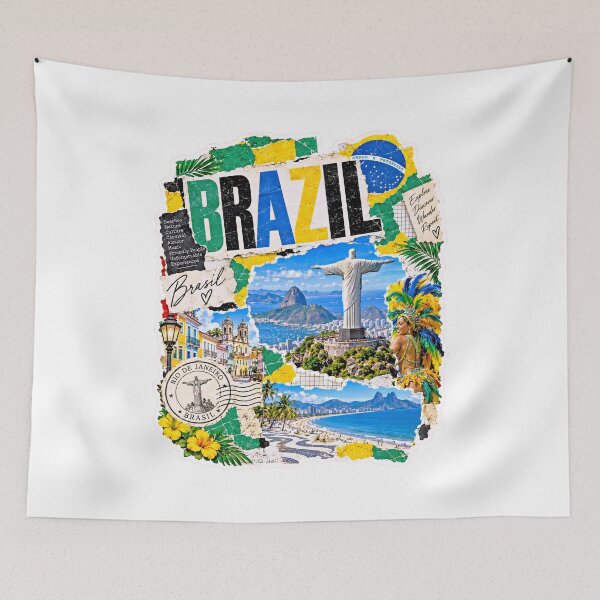 Item preview, Brazil Vintage Travel Collage with Rio de Janeiro designed and sold by EdwinkOne.