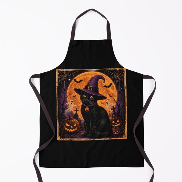 Item preview, enchanting halloween black cat witch hat full moon spooky art designed and sold by Cocuninecrew.