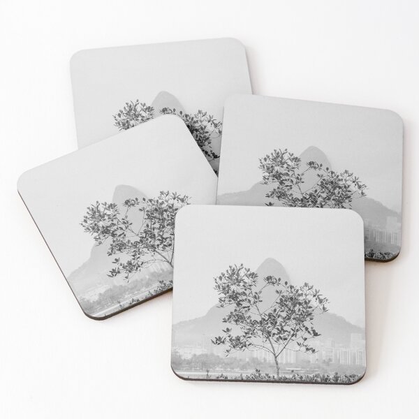 Item preview, Solitary Beauty - A Lone Tree at Lagoa with Morro Dois Irmaos B&W designed and sold by anafrancisconi.