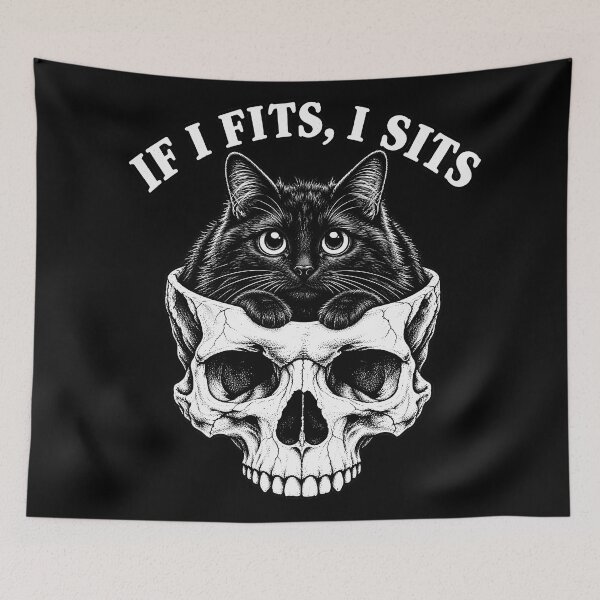 Item preview, If I Fits, I Sits_ Gothic Cat Skull designed and sold by Eddiepublic.