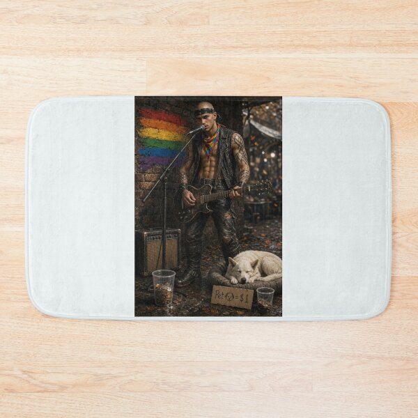 Item preview,  Gay Pride : Leather Street Musician with his dog designed and sold by Capo Terra.