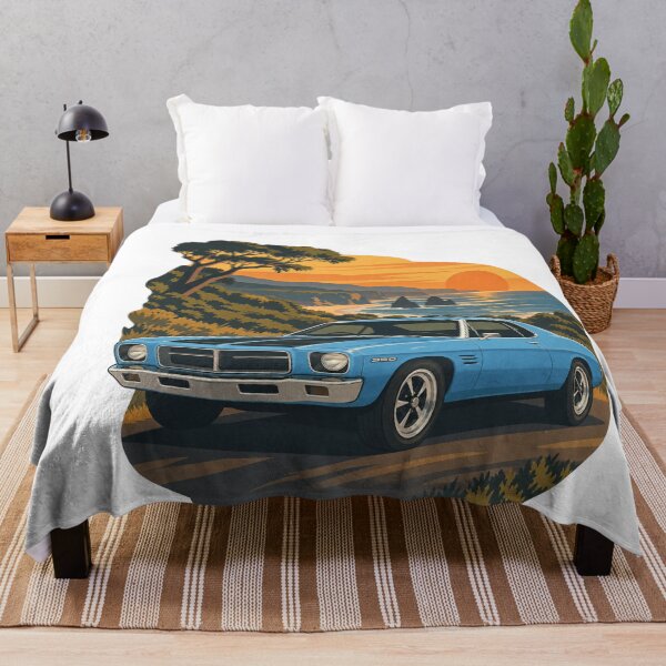 Aperçu de l'œuvre Holden Monaro GTS 350 de 1971 | Muscle Car australienne | Coucher de soleil rétro sur la côte créée et vendue par Intrepid Media.