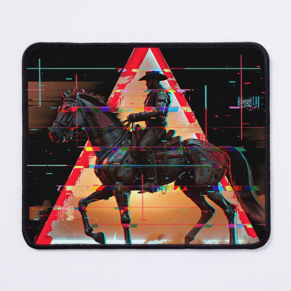 Item preview, Cyberpunk Cowboy Riding a Glitching Mechanical Horse designed and sold by Stupid Shirts.