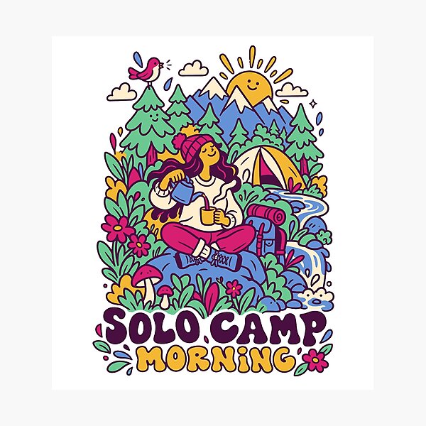 Item preview, Solo Camp Morning Peaceful Adventure designed and sold by Summit Folk Studio.