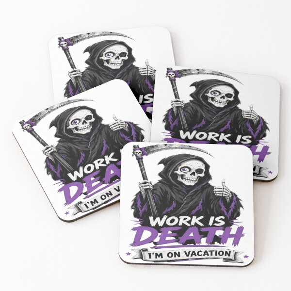 Item preview, Grim Reaper Work Is Death I'm On Vacation Purple Dark Humor T-Shirt designed and sold by Sushikidsntoddlers.