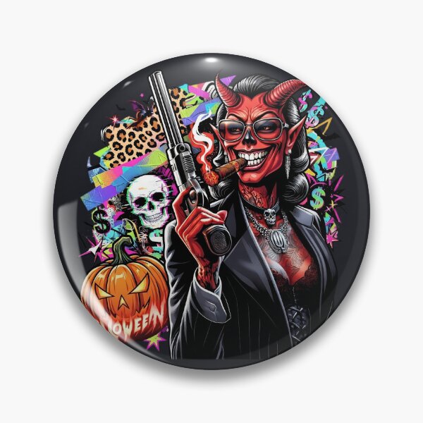 Item preview, Mafia Demon Woman Gun Cigar Halloween designed and sold by Voodoo Store Paranormal Collections.