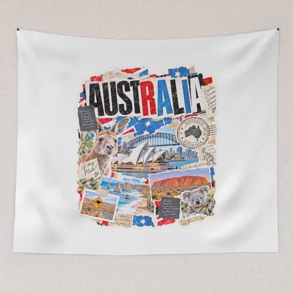 Item preview, Australia Vintage Travel Collage and Wildlife designed and sold by EdwinkOne.
