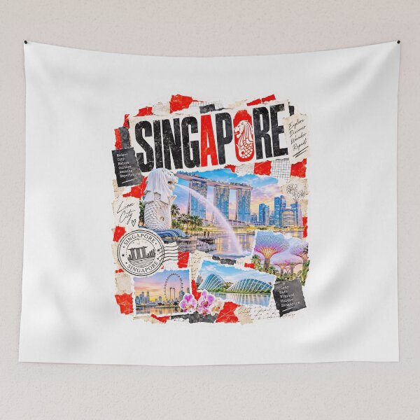 Item preview, Singapore Vintage Travel Collage and Cityscape designed and sold by EdwinkOne.