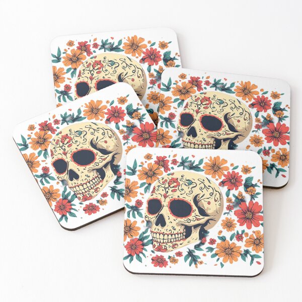 Item preview, Sugar Skull and Marigolds Day of the Dead Graphic T-Shirt Design designed and sold by Burnt Cloth Tees.