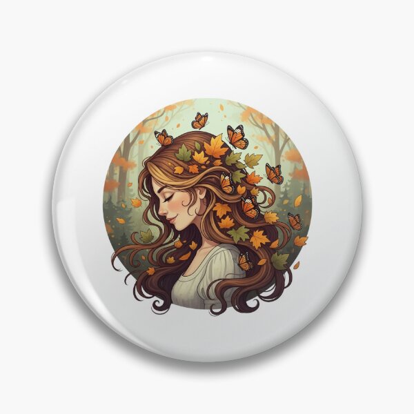 Item preview, Autumn Goddess Poster with Monarch Butterflies and Fall Leaves designed and sold by FestivityFinds.
