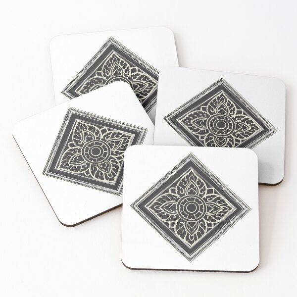 Item preview, Silver Elegance Thai Floral Mandala Monotone Art designed and sold by MinimalAurashop.
