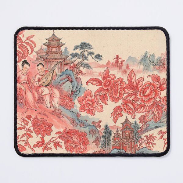 Item preview, Red Chinoiserie Toile Pagoda and Lute Player designed and sold by Fani*.