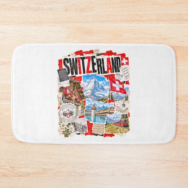 Item preview, Switzerland Vintage Travel Collage and Alps designed and sold by EdwinkOne.