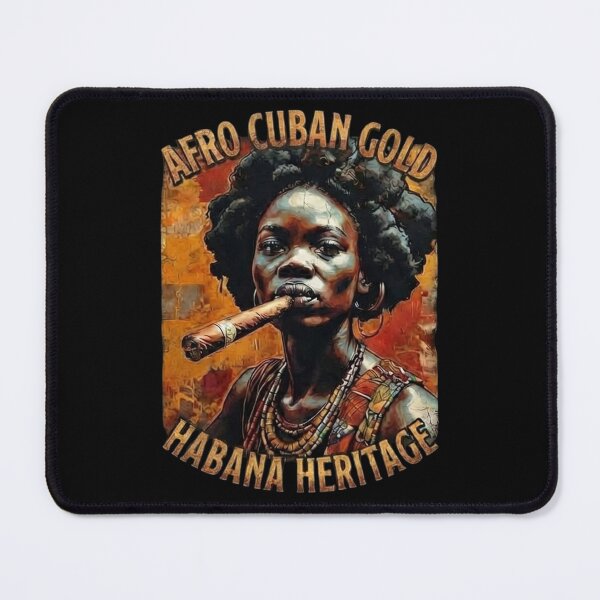 Item preview, Afro Cuban Gold Portrait: Bold Cuban Woman Smoking Cigar Celebrating Habana Heritage And Culture designed and sold by KanDa-Shop.