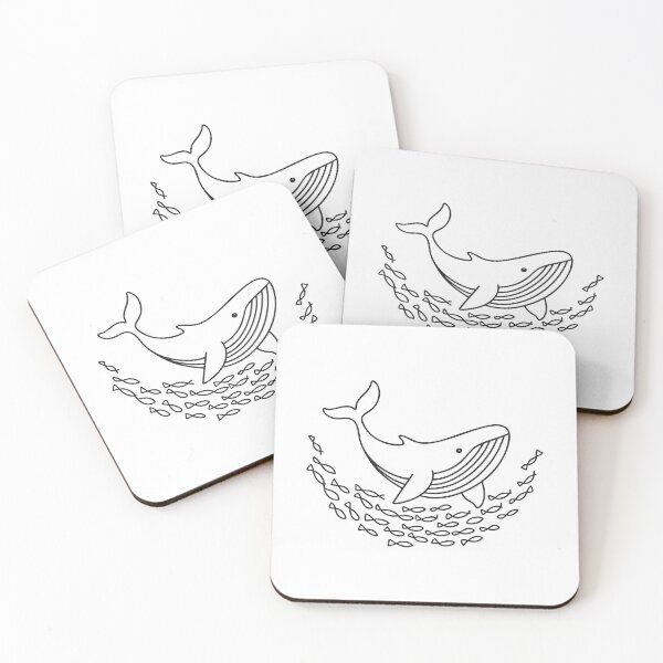 Item preview, A whale diving close to a school of fish scattering below designed and sold by rasagamastore.