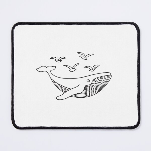Item preview, A whale gliding near a group of seabirds flying overhead designed and sold by rasagamastore.