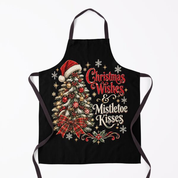 Item preview, Vintage Christmas Wishes Mistletoe Kisses Holiday Tree Art designed and sold by browning2989.