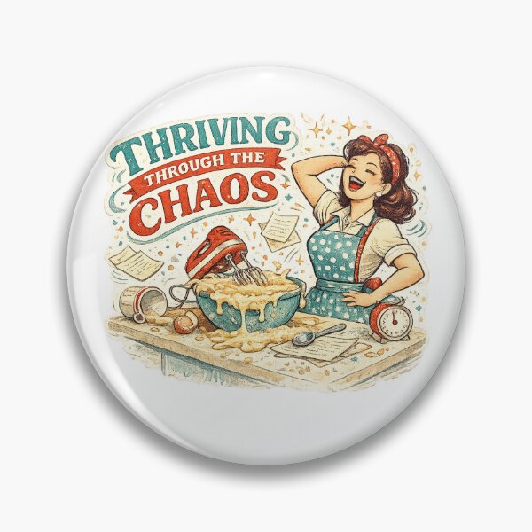 Item preview, Thriving Through the Chaos Retro Baking Kitchen Humor Baker Design designed and sold by inkoutninja.
