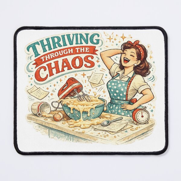 Item preview, Thriving Through the Chaos Retro Baking Kitchen Humor Baker Design designed and sold by inkoutninja.