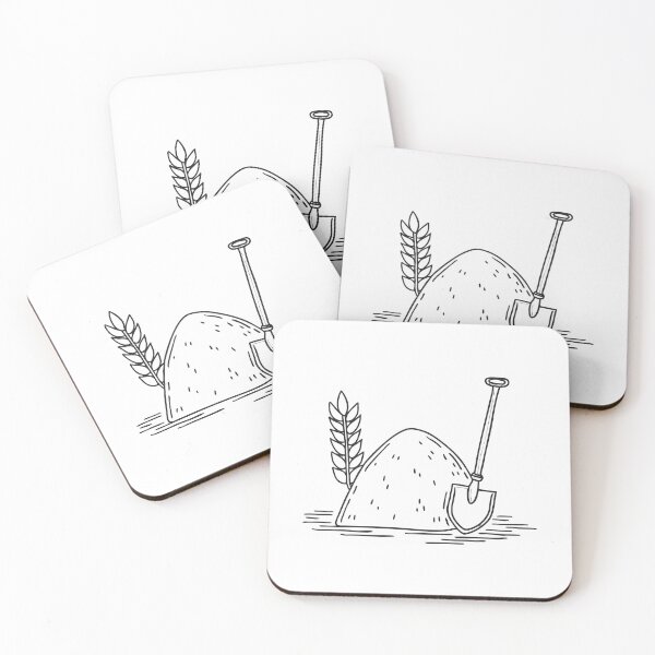 Item preview, A wheat stalk beside a shovel leaning against a haystack designed and sold by rasagamastore.