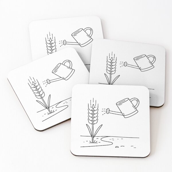 Item preview, A wheat stalk near a watering can placed on a dirt path designed and sold by rasagamastore.