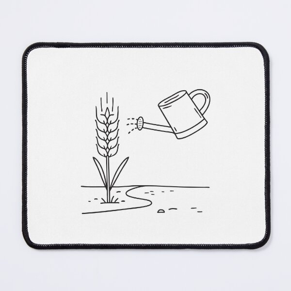 Item preview, A wheat stalk near a watering can placed on a dirt path designed and sold by rasagamastore.
