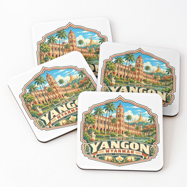 Item preview, Yangon Myanmar Colonial Heritage Golden Pagodas Tropical City Travel Souvenir designed and sold by NeedForParks.