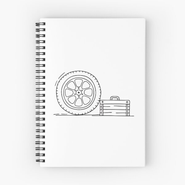Item preview, A wheel leaning against a wooden crate beside a toolbox designed and sold by rasagamastore.