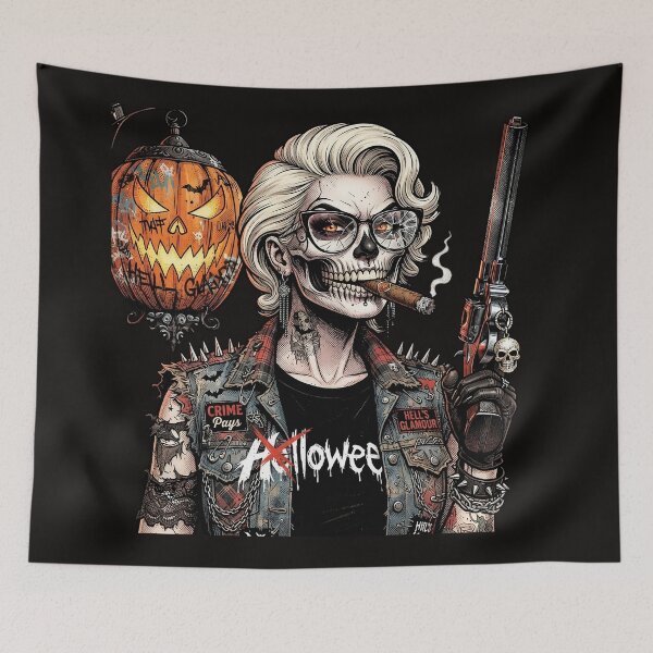 Item preview, Mafia Skeleton Gun Cigar Pumpkin Halloween designed and sold by Voodoo Store Paranormal Collections.