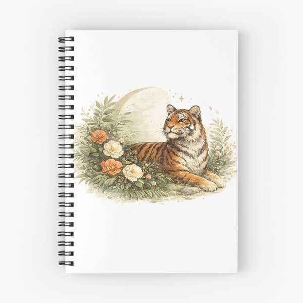 Item preview, Majestic Tiger Floral Garden Vintage Botanical Wildlife Illustration designed and sold by inkoutninja.