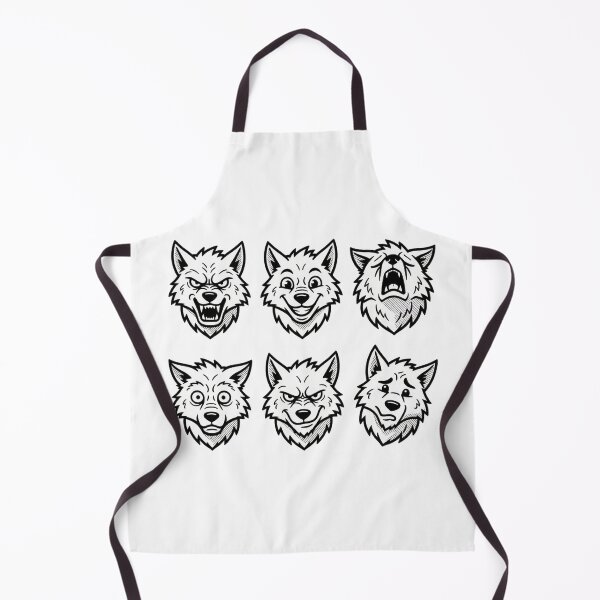 Item preview, Black and White Cartoon Wolf Emoji Face designed and sold by FestivityFinds.
