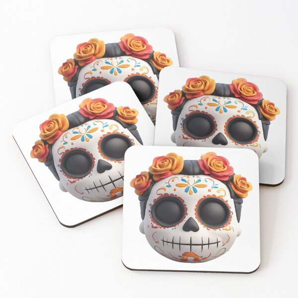 Item preview, 3D Sugar Skull with Marigold Crown Day of the Dead Graphic T-Shirt Design designed and sold by Burnt Cloth Tees.