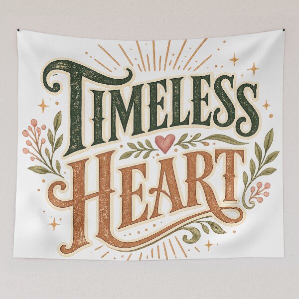Item preview, Timeless Heart Vintage Floral Typography Romantic Botanical Design designed and sold by inkoutninja.