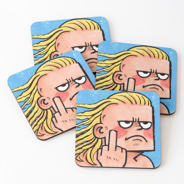 Item preview, Funny Blonde Rebel Middle Finger - Grumpy Blonde Guy Attitude Illustration designed and sold by Billy Morfo™.