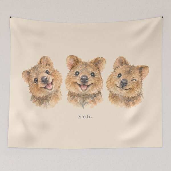 Item preview, Heh Quokka Selfie Trio Smile Watercolor Happy Face designed and sold by Yellowriversss.