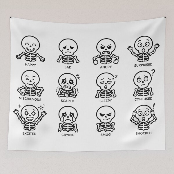 Item preview, Cute Skeleton Emotions Mood Chart – Funny Halloween Skeleton Feelings Expression designed and sold by FestivityFinds.